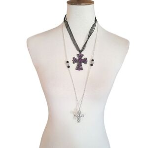 Two Piece Cross Necklace Set‎
